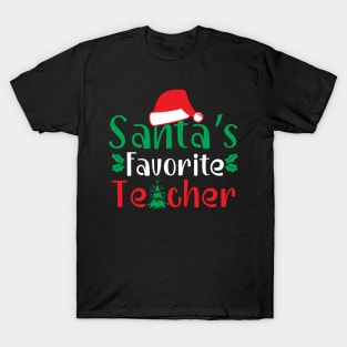 Santa's Favorite Teacher Funny Ugly Xmas Ugly Christmas T-Shirt